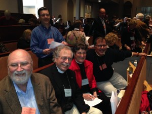 Left to right: Steve Spinetto, Dick Simeone, Lyn Brakeman, and Scott Squillace prepare for the vote